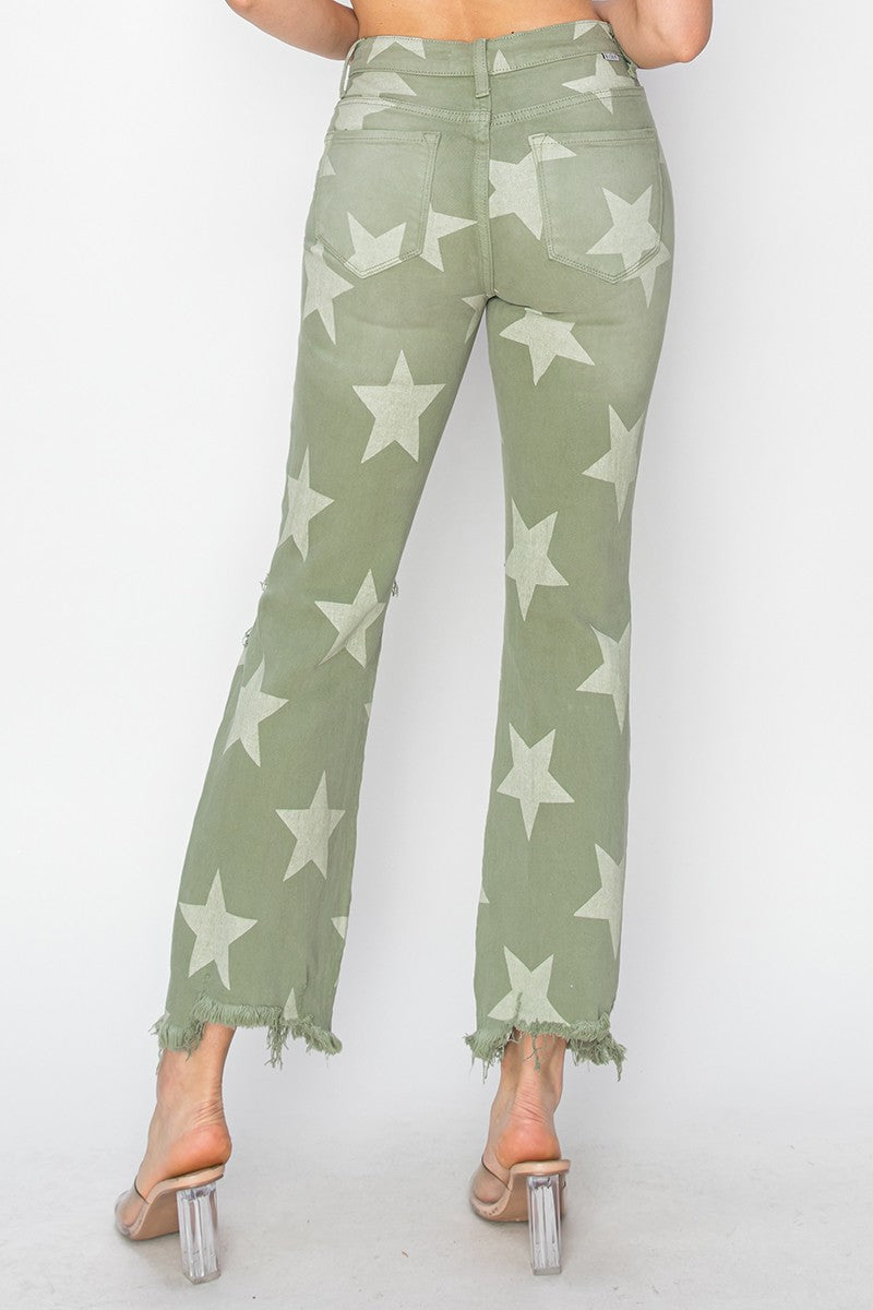 Risen Olive Star Jeans