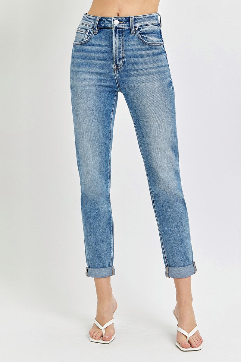 Risen Skinny Roll-Up Jeans