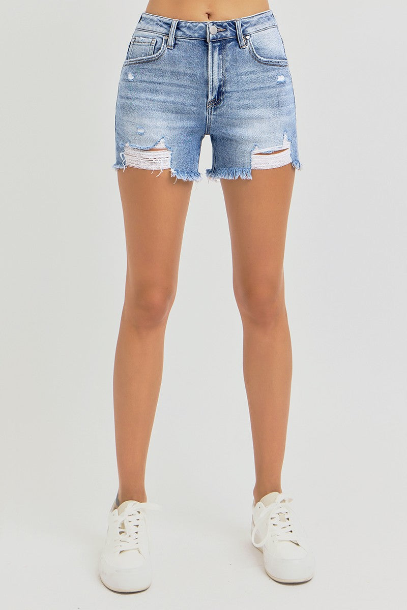 Risen High Rise Light Wash Shorts