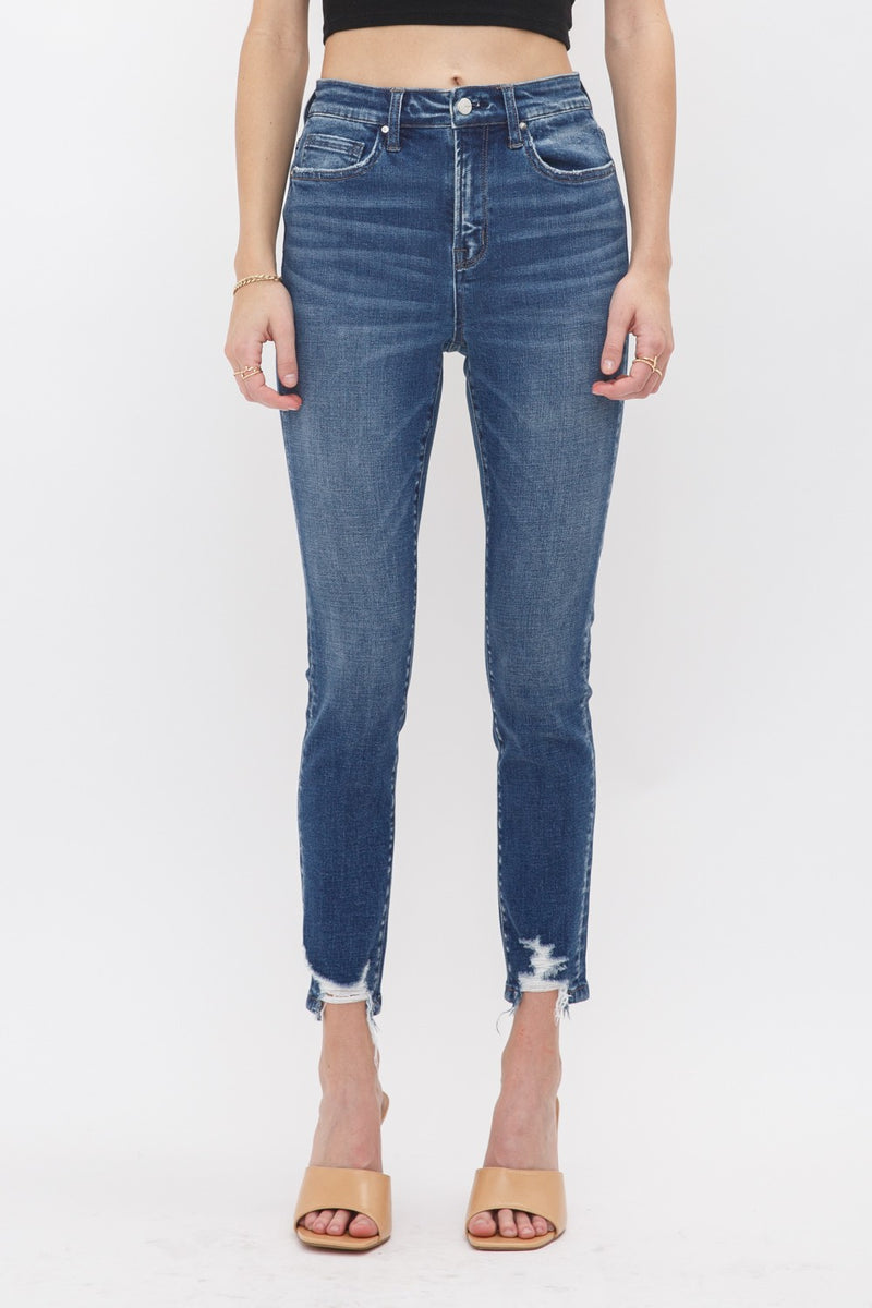 Mica Dark Wash Minimal Distressed Denim