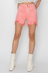 Risen Flamingo High Rise Distressed Shorts