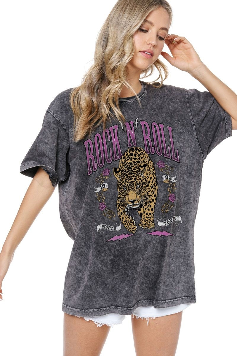 Rock N Roll Leopard Graphic Tee