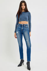 Risen Tummy Control Dark Wash Skinny Jeans