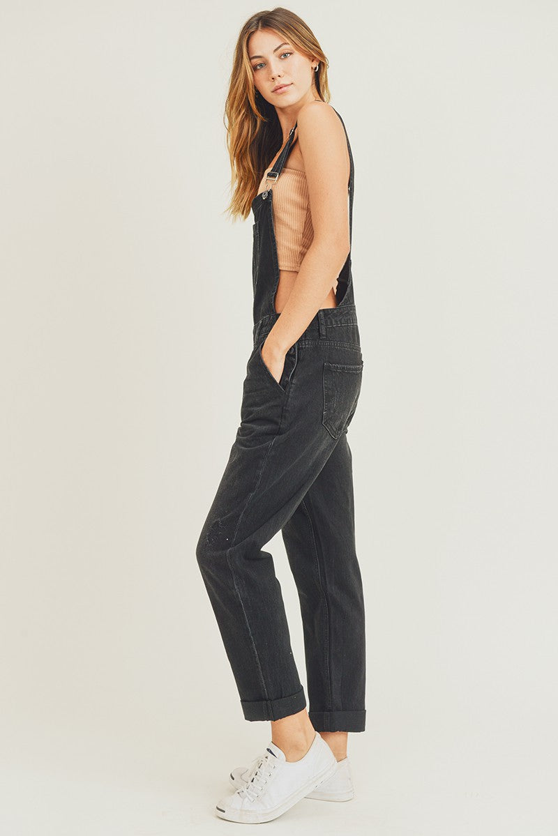 Risen Relaxed Fit Black Overalls