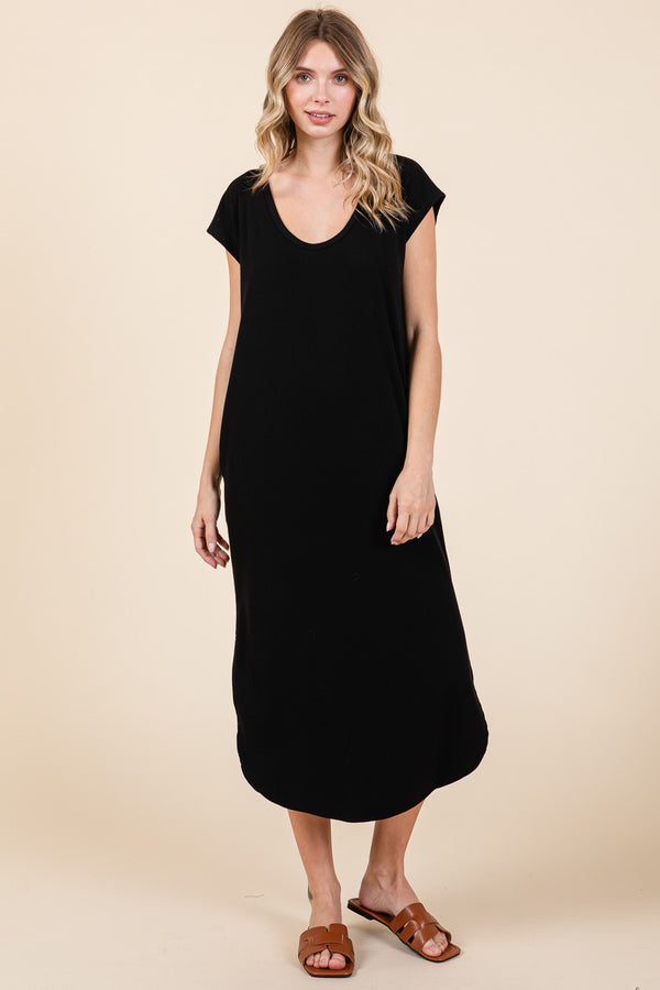 Everyday Basic Black Ribbed Dress