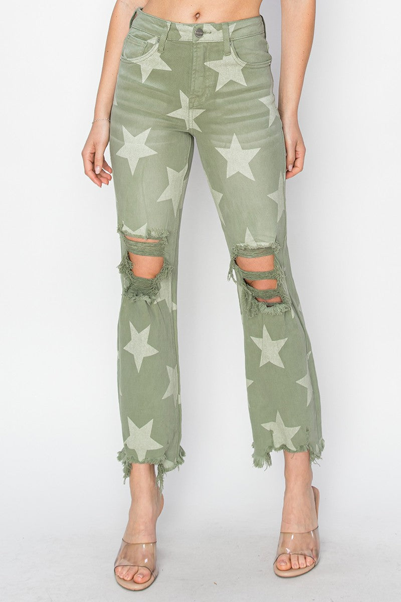 Risen Olive Star Jeans