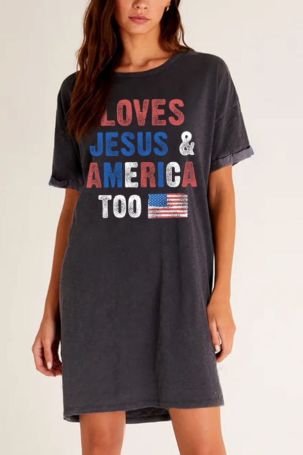 Loves Jesus & America Too T-Shirt Dress