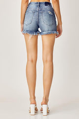 Risen Medium Wash Distressed Shorts