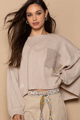 Latte Patchwork Relaxed Top