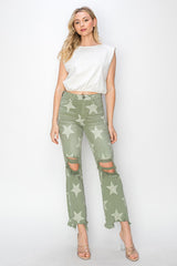 Risen Olive Star Jeans