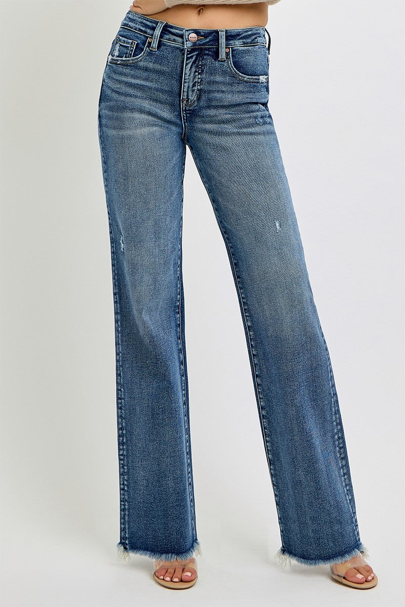 Risen Tummy Control Long Straight Jeans