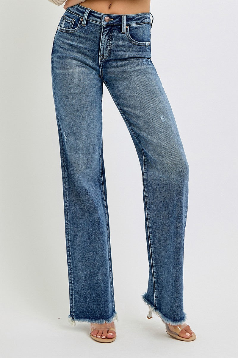 Risen Tummy Control Long Straight Jeans