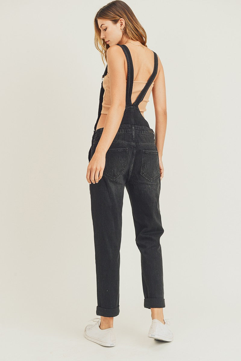 Risen Relaxed Fit Black Overalls