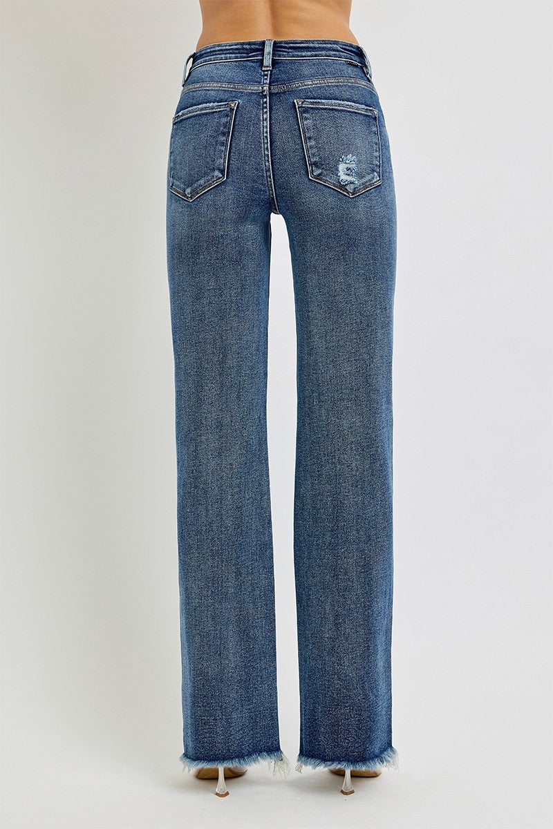 Risen Tummy Control Long Straight Jeans