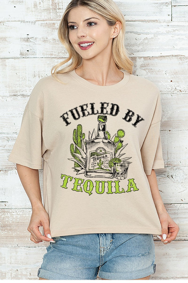 Fueled By Tequila Graphic Cropped Tee