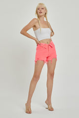 Risen Folded Waist Denim Short