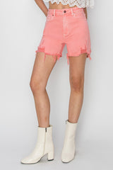 Risen Flamingo High Rise Distressed Shorts