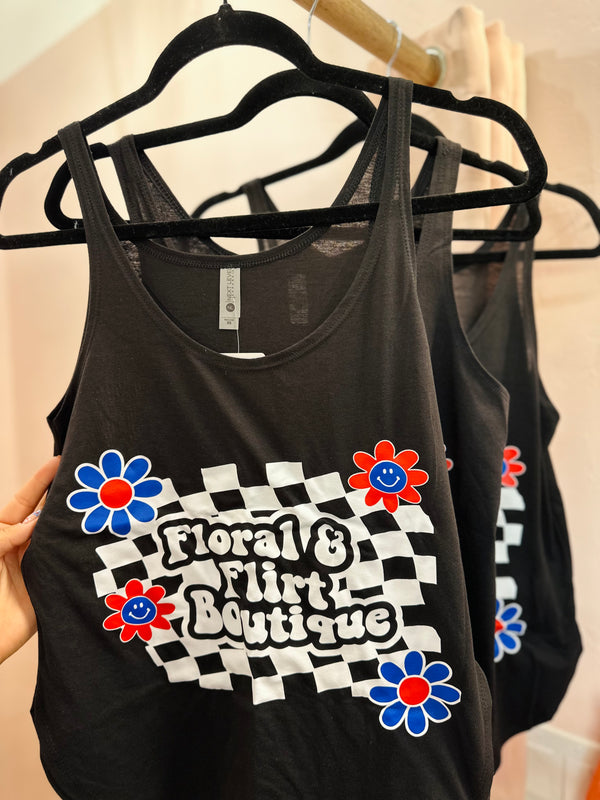 Patriotic Floral & Flirt Tank Top