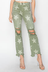 Risen Olive Star Jeans