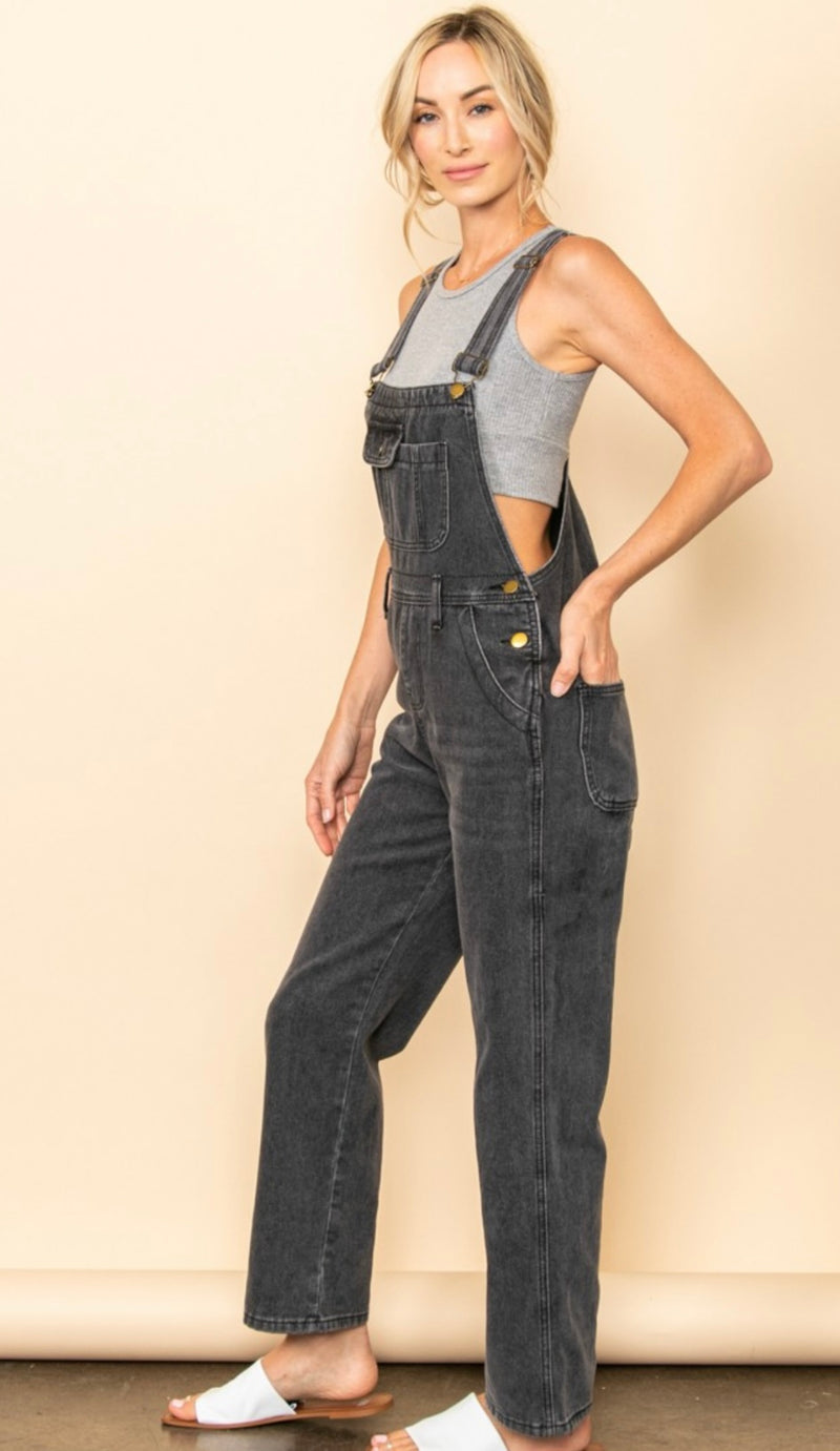 Vintage Washed Black Overalls